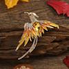 Elegant Phoenix Brooch with Rhinestones and Enamel - Colorful Long-tailed Pin Accessory
