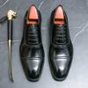 Retro Men Formal Shoes Black Brown PU Lace Up Business Office Leather Shoes Men Gentlemen's Wedding Banquet Shoes Sizes 38-46