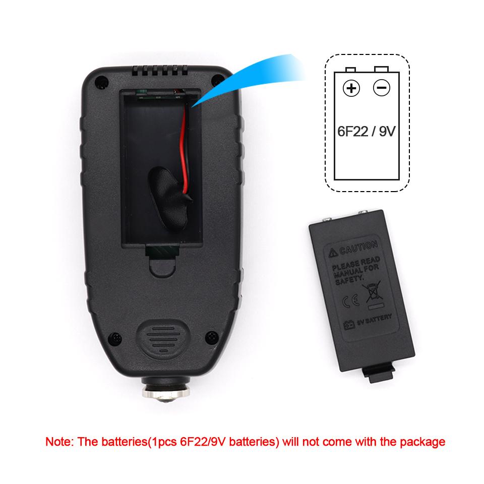 Толщиномер лакокрасочного покрытия автомобиля R&D TC100 Тестер толщины лакокрасочного покрытия автомобиля Измерительный FE/NFE Русский ручной инструмент для покраски черный