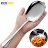Large Stainless Steel Spoon Thicken Long Handle Soup Spoons Round Scoops for Hot Pot Colander Cooking Utensils Kitchen Tableware