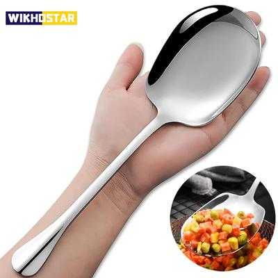 Большая ложка из нержавеющей стали, утолщенная длинная ручка, суповые ложки, круглые ложки для горячего горшка, дуршлаг, кухонная утварь, кухонная посуда