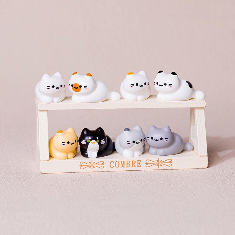 8Pc Cute Cat Animal Decoration Resin Craft Miniature Figure Tiny For Bonsai Fairy Garden Home Decor