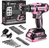 DEKO 20V Cordless Electric DEKO Rechargeable Drill Driver with Torque Maximum LED DIY Tool Screw Tightening Hand Tool Kit for Women Drill,