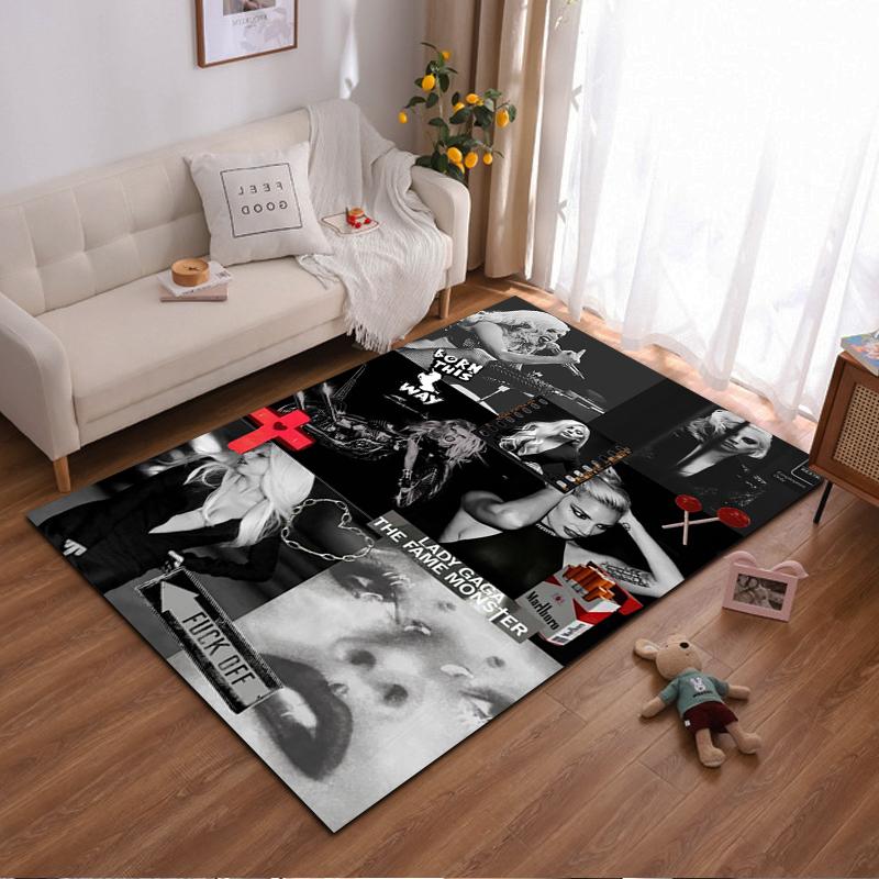Lady Gaga Style Collage Art Rug Design Non-slip rug suitable for living room and bedroom sofas.