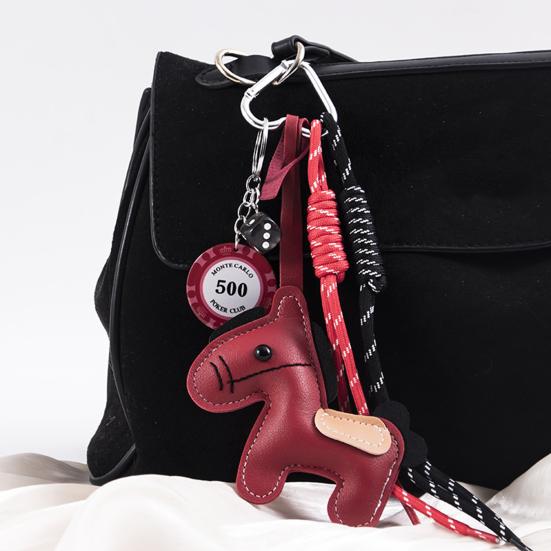 Брелок Яркий Цвет Искусственная Кожа Дизайн Лошади Брелок Подвеска Легкий Держатель для Ключей с Веревкой Аксессуар для Сумки для Телефона