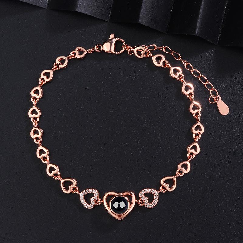 Heart-Shaped Projection Bracelet for Women - Customizable High-Definition Black and White Photo Charm