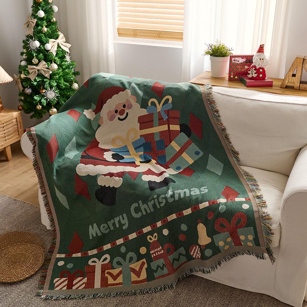 sofa towel cover cotton yarn winter festival atmosphere decorative cloth cover blanket anti-cat scratch sofa cushion