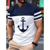 Мужская футболка с 3D-принтом якоря, повседневная и дышащая, с круглым вырезом, летняя футболка для активного отдыха