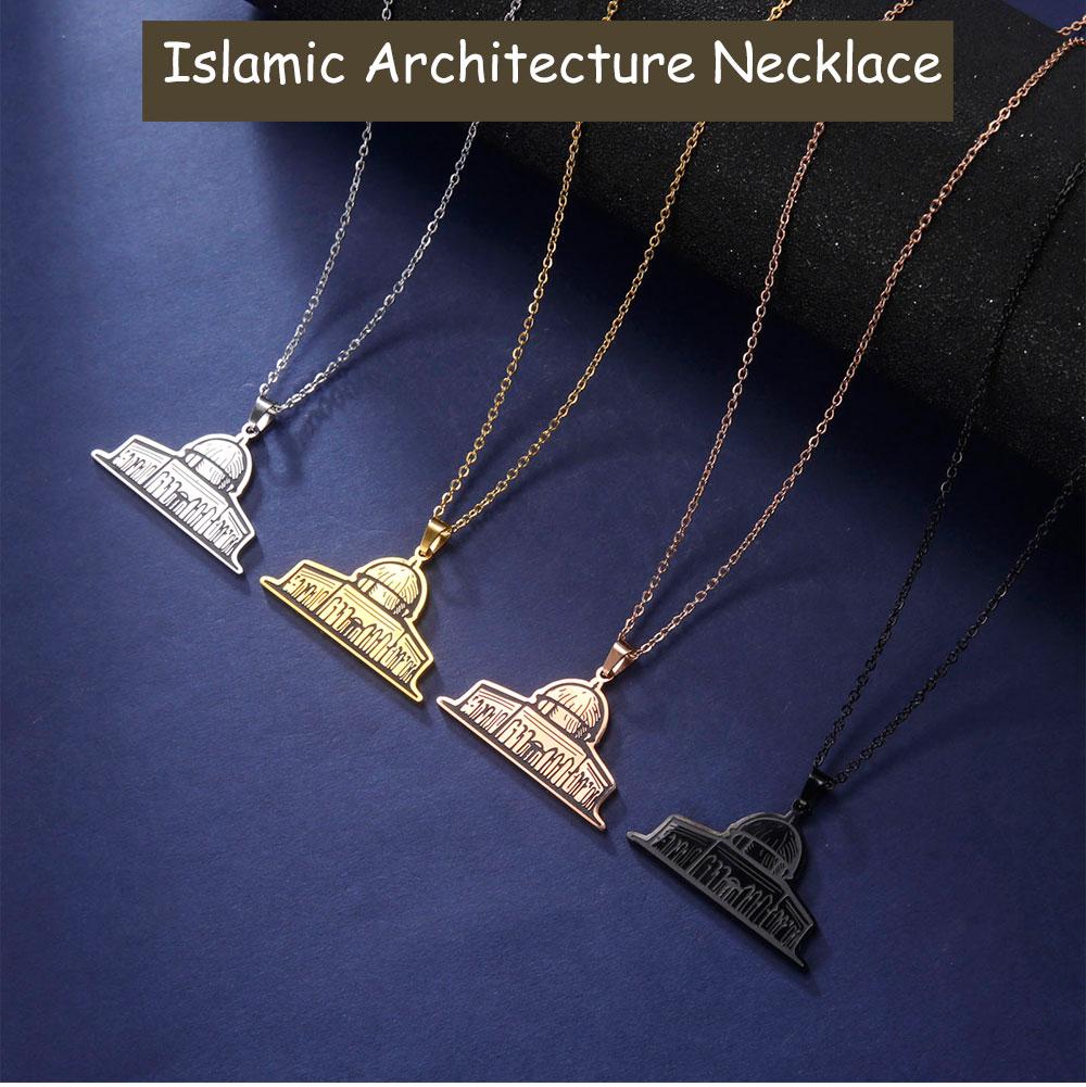 Cazador Vintage Islamic Architecture Pendant Women's Necklace Stainless Steel Jewelry Choker Chain Birthday Mother Gift 2026