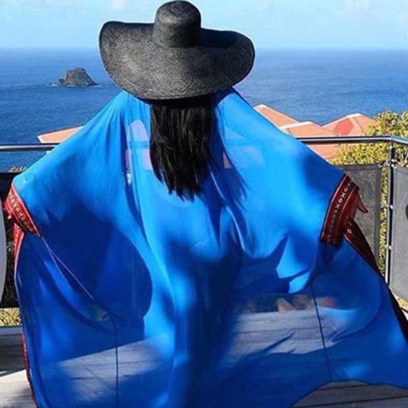 2024 Sexy See Through Embroidered Long Kimono Cardigan White Chiffon Tunic Plus Size Beachwear