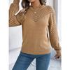 Elegant Round Neck Hollow Out Long Sleeve Pullover Sweater Women 2025 Fashion Sweet Autumn and Winter Casual Knitted Tops Solid Color Office Clothing