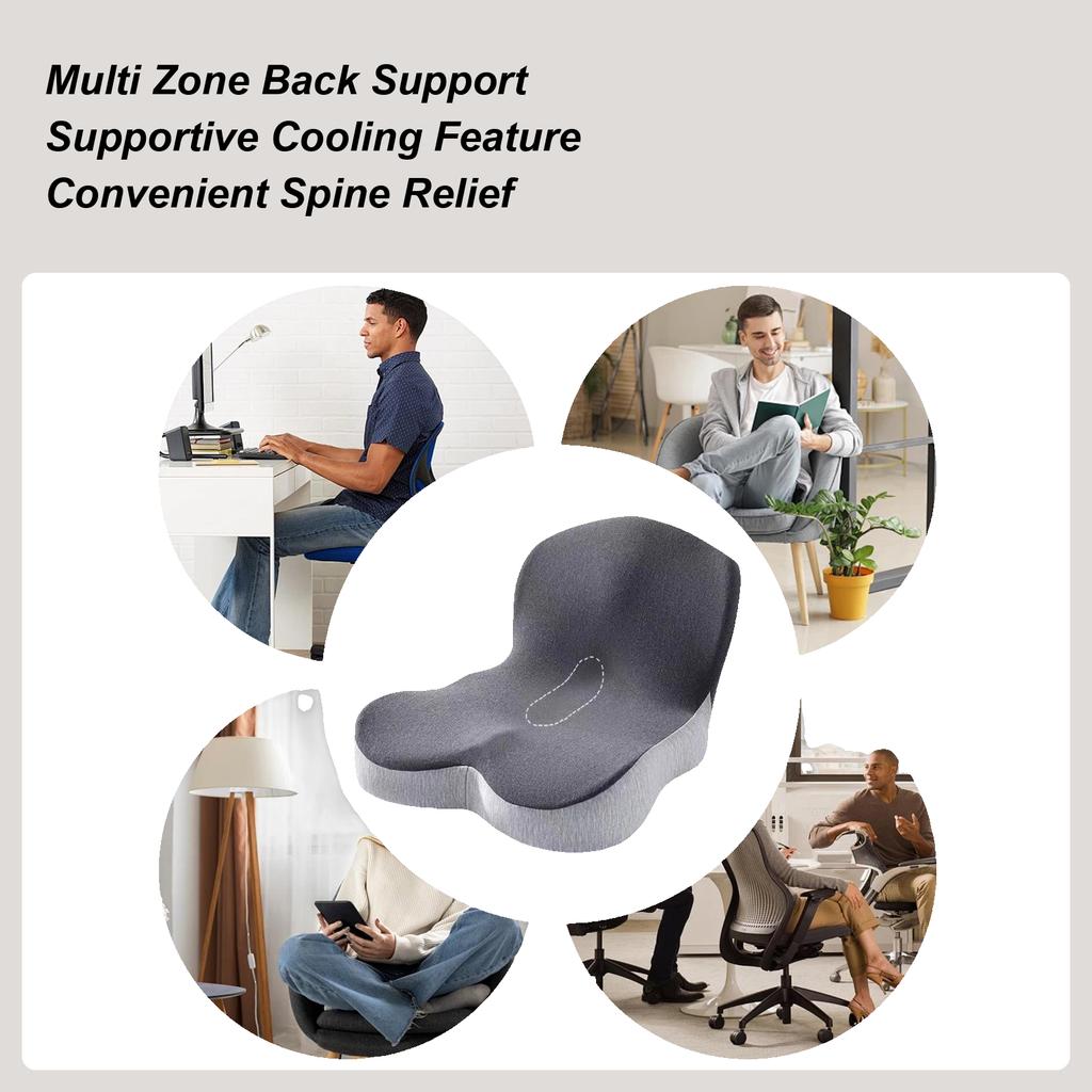 Ergonomic Seat Cushion With Zipper Breathable Slow Rebound Lumbar Support Memory Foam Pillows For Women Men Drivers Home Living
