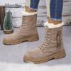Fashion Anti-slip Fringe Decor Short Plush Women's Snow Boots Lace Up Bohemian Winter Warm Short Fur Boots Bottes Femmes Thick Bottom