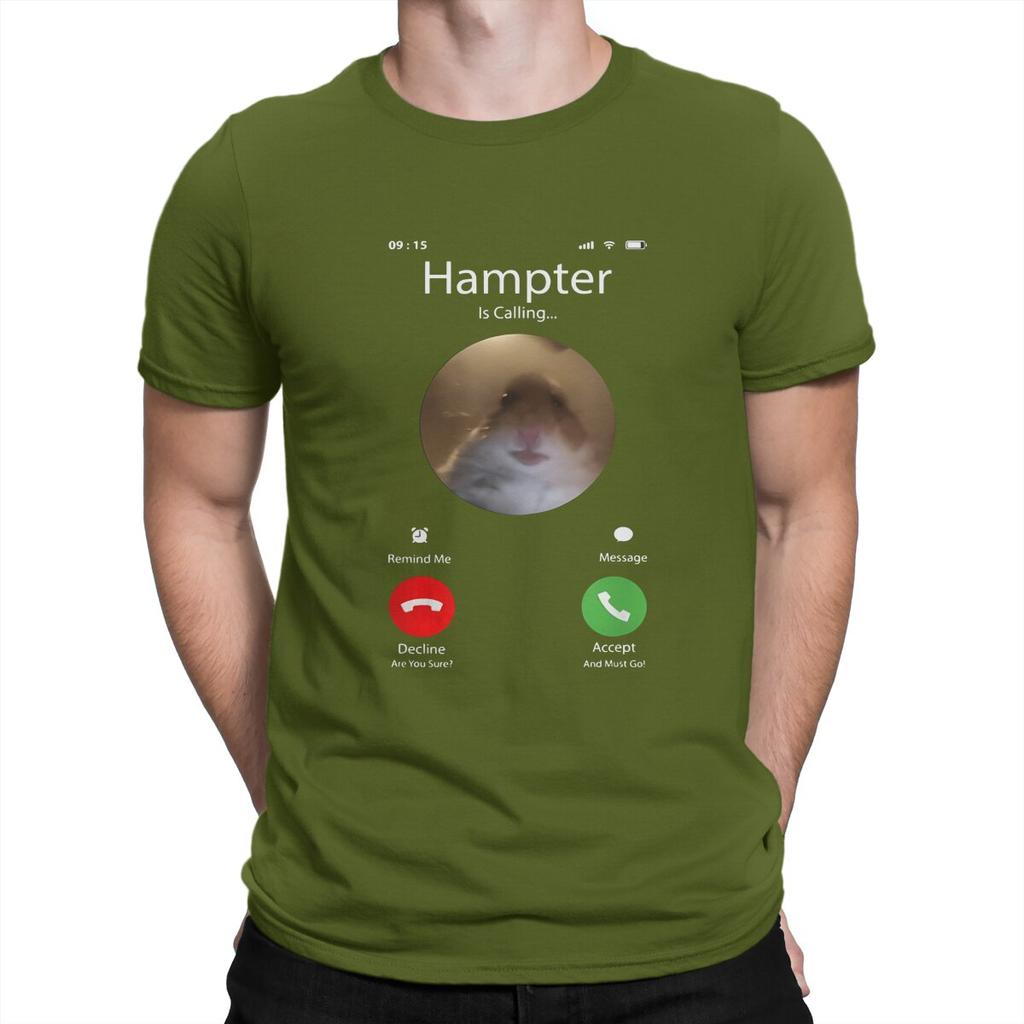 Man TShirt Dank Meme Hamster Staring Front Camera Hampter Calling Individuality T Shirt Graphic Streetwear New Trend