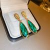 Vintage Emerald Drop Earring Zinc Alloy Needle 2025 New In Zircon Versatile High-end Fashion Earrings for Women