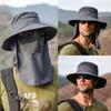 Summer Quick-drying Boonie Men Women Hat Outdoor Face Mask Wide Brim Bucket Hat Sun Protection Wide Brim Cap for Fishing Hunting