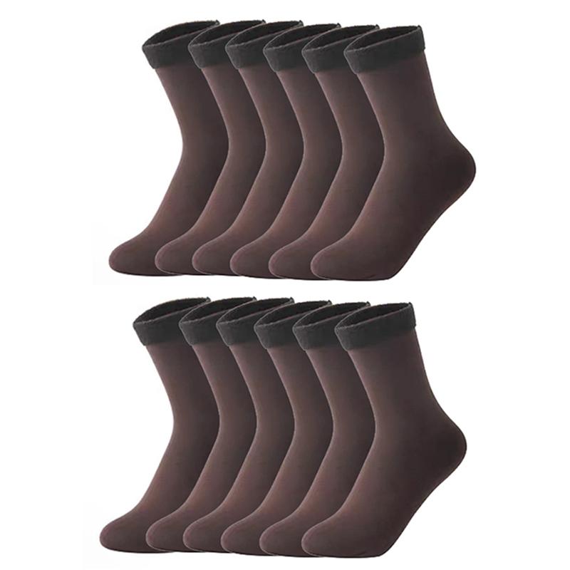6 Pairs/Lot Solid Color Winter Warm Men Women Socks Thicken Thermal Socks Soft Plus Velvet Socks Casual Home Floor Snow Sock