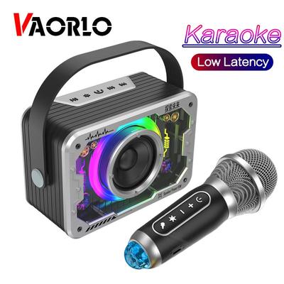 VAORLO 3D Surround Bluetooth-динамик + беспроводной двойной микрофон с низкой задержкой для пения дома Hi-Fi стерео супер бас для караоке