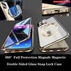 Магнитный чехол для iPhone 17 16 15 14 13 12 Pro Max/Plus/Air, с Magsafe и алюминиевой рамкой и двусторонним бампером для телефона из закаленного стекла