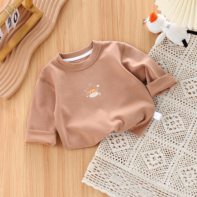 Детские нижние рубашки, весенне-осенние детские футболки с длинными рукавами, осенняя одежда из чистого хлопка, топы для мальчиков и девочек до года, детские