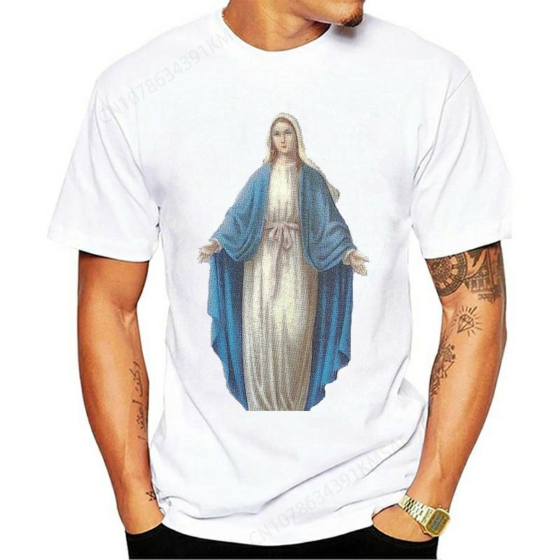 Virgin Mary Printed Short Sleeve Unisexs T Shirts Summer Casual Cotton Hip Hop Tops Tees