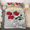 3D Print Rose Red Pink Flowers Duvet Cover Set for Girls Women Romantic Gift Polyester Comforter Cover King Queen Full Twin Size