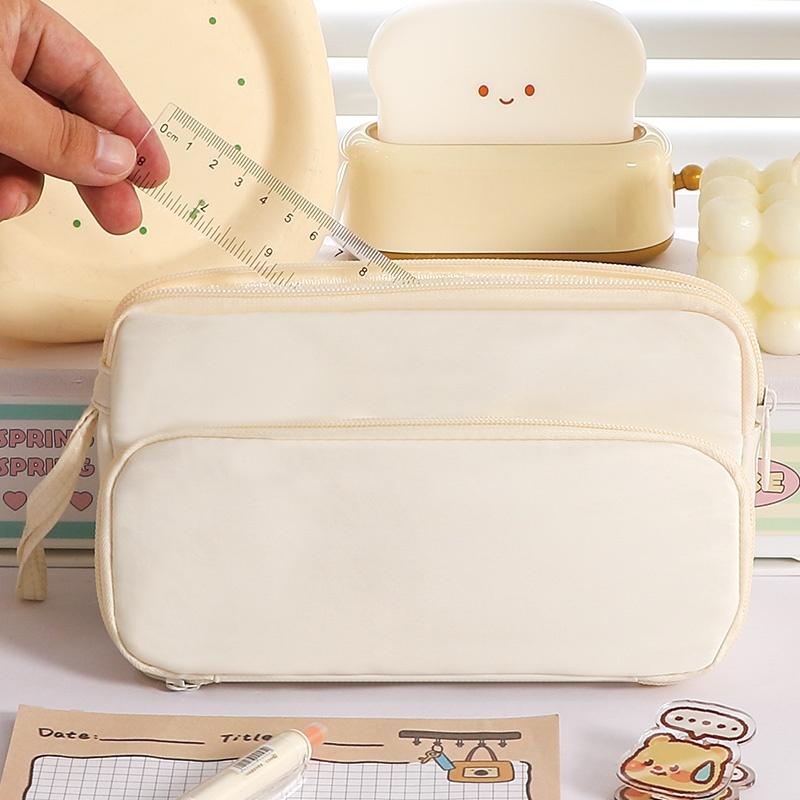 1pcs Pencil Case Triangle Pen Bag Staged Pocket Multi Mesh Storage Trasparent Back Pocket Stationery Organizer Pouch