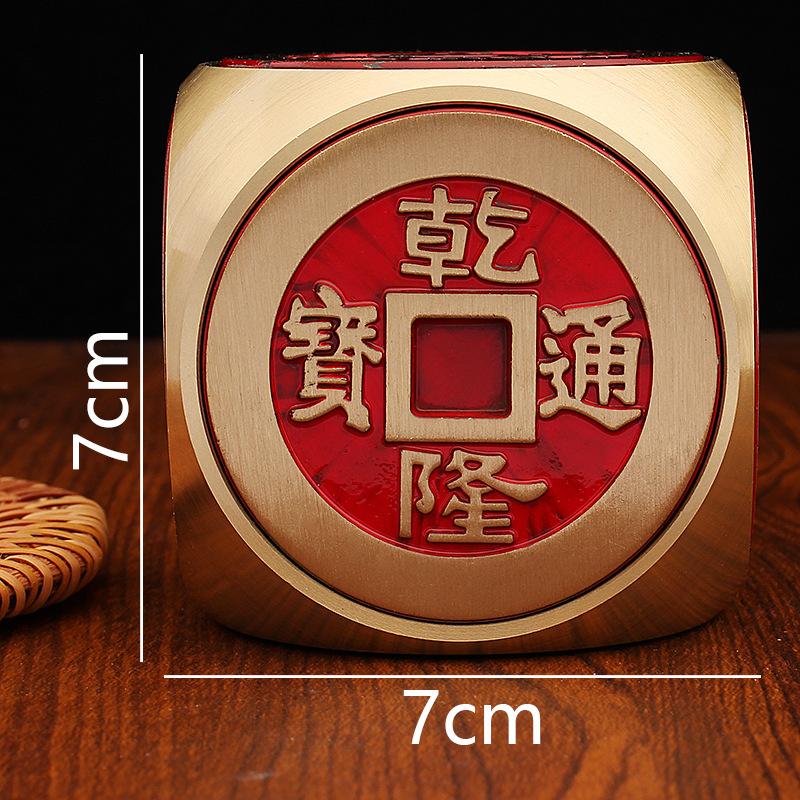 Brass Oversized Red Oil Five Emperors Copper Coins Come and Go, Five Emperors Money Six-sided Rotating Ornament Copper Handicrafts