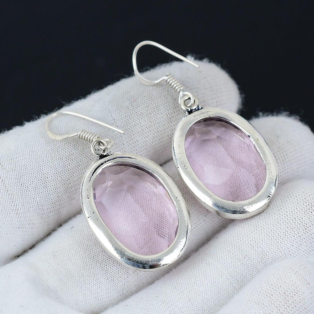 Удивительные серьги с розовым кунцитом, серьги из стерлингового серебра 925 пробы, серьги-подвески из серебра ручной работы в стиле бохо, подарки из ваты