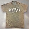 Мужская футболка с графическим принтом Nirvana, размер Medium, оливково-зеленая, выцветшая, с изображением смайлика, футболка группы M