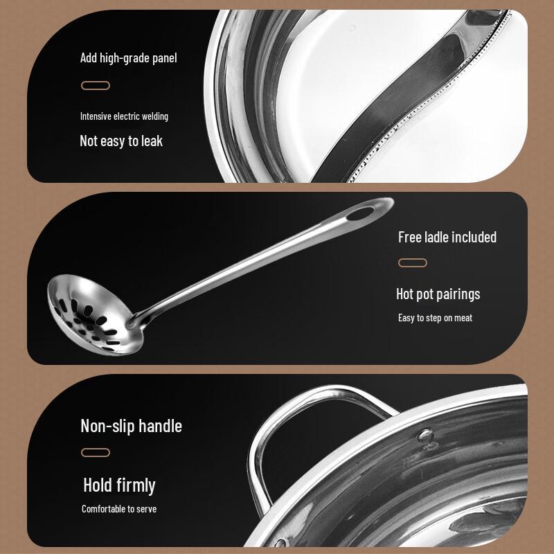 BSITN Stainless Steel Divided Hotpot with Strainer