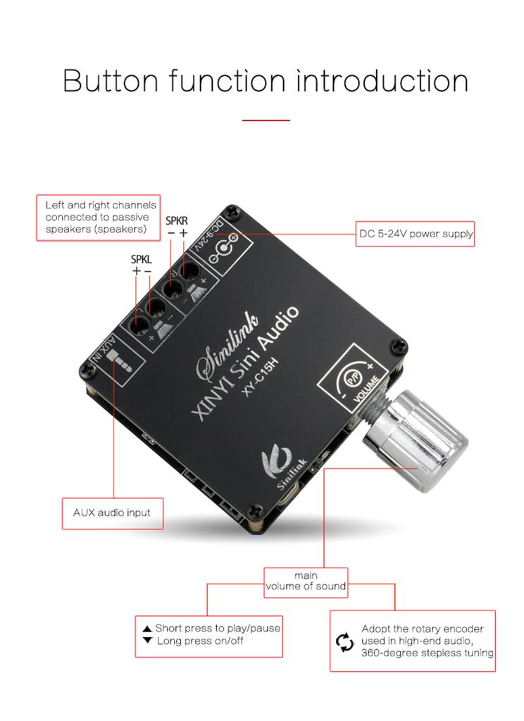 C15H MINI Bluetooth 5.0 Беспроводной Аудио Цифровой Усилитель Мощности Стерео Плата 20Втx2 Bluetooth Усилитель Управление через Приложение Усиление