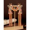 Vintage Giraffe Tassel Earrings Light Luxury Style Full Of Diamonds