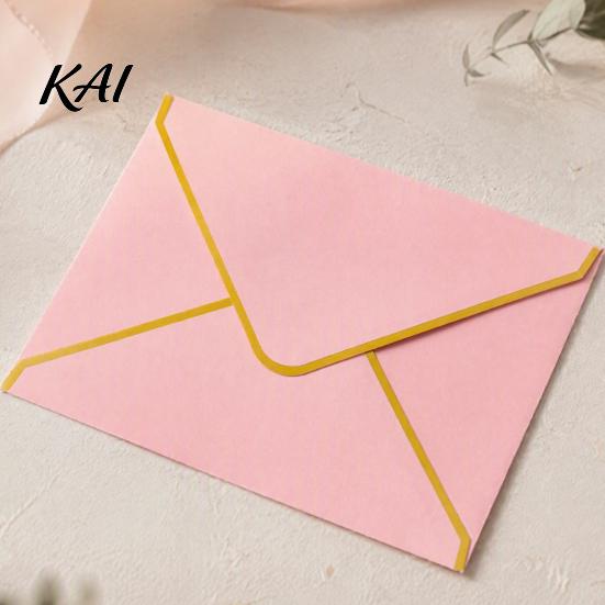 Western Style Envelopes 5Pcs with Gold Foil Trim, Offset Paper Invitation Wedding for Wedding, Greeting Cards, Business Letters, DIY Stationery Stiff