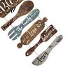 Distressed Kitchen Wall Art Rustic Wooden Hanging Sign for Decor Cutlery Design with Inspirational Family Slogan & Lanyard Farmhouse Home Decoration