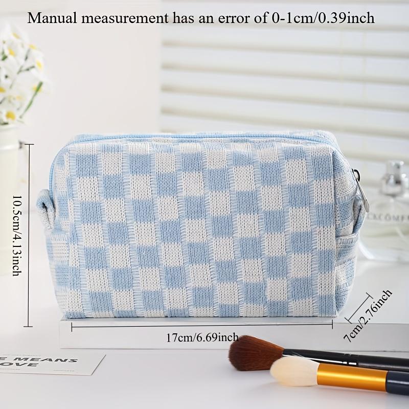 Ins Checkerboard Makeup Bag,Large Capacity Knitted Storage Bag,Portable Travel Bag,Makeup Bag,Ideal Choice for Christmas Gifts