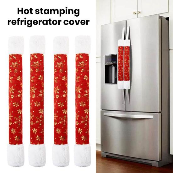 4Pcs Christmas Snowflake Durable Food Refrigerator Handle Cover Soft Washable Stain Prevention Fridge Cover