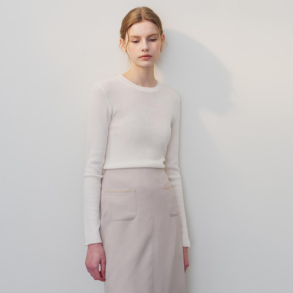 MOMET Como Basic Round Ribbed Knit Ivory