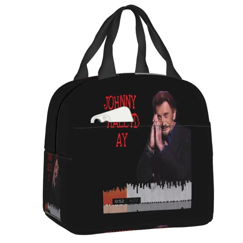Custom Johnny Hallyday French Rock Singer Insulated Lunch Bag for Outdoor Picnic Resuable Cooler Thermal Bento Box Women Kids