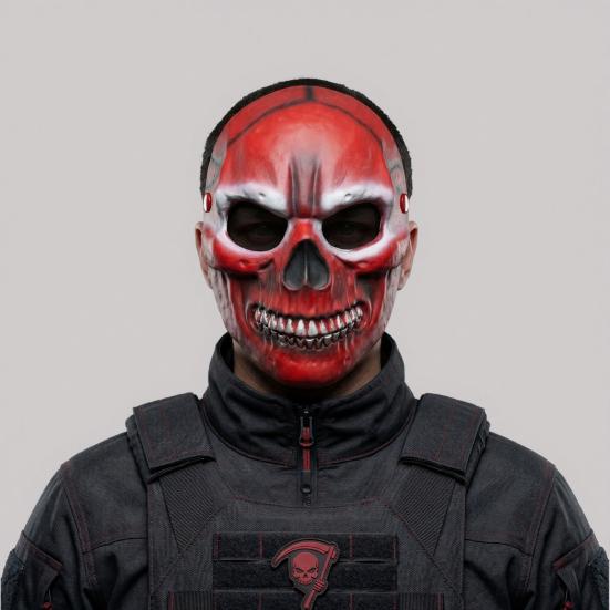 Adjustable Adult Skull Mask Halloween Blood Mask, Elastic Strap Party Lightweight PU Foam Horror for Cosplay Decoration Scary