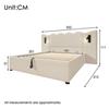 Lit Double Capitonné - MUVOE - 180 X 200 Cm - Beige - Tissu Velours Côtelé - Liseuse USB-C