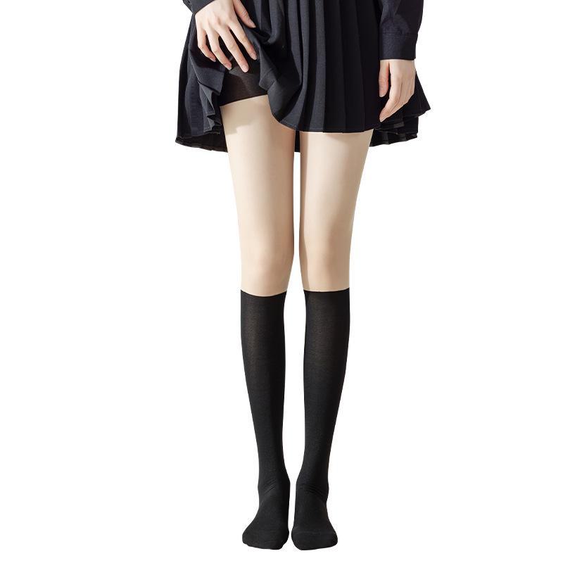 Женские ультратонкие черные шелковые колготки с защитой от зацепов - летние чулки выше колена
