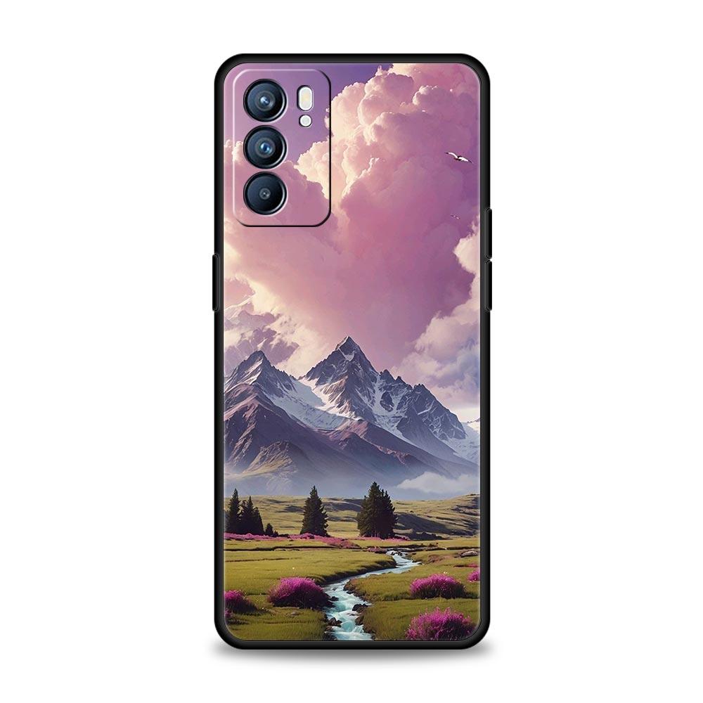 Розовый закат в горах Чехол для телефона для Oppo A17 A31 A54 A57 A78 A79 A98 Find X5 X6 Reno 6 7 8 10 11 12 13 F Pro 5G Мягкий чехол из ТПУ