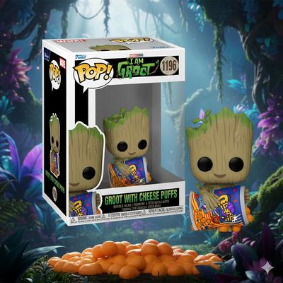 Фигурка Funko Pop Грут I am Groot Я Грут, Грут с сырными слойками Groot with Cheese Puffs Фанко поп 10 см №1196