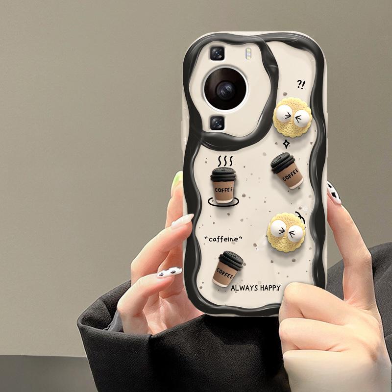 Подходит для чехла для мобильного телефона Huawei P40 Mate60pro Силиконовый мягкий чехол Honor 90/80 Трехмерная кукла-кофейная брикетка