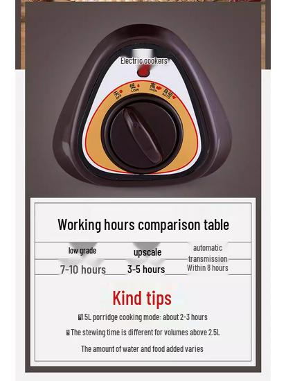 В наличии Полностью автоматическая электрическая кастрюля-тушилка: Керамический многофункциональный глиняный горшок 2,5-6 л для супов, каш и здорового приготовления