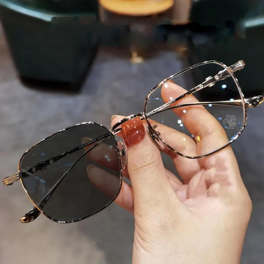 0~ -4.0 Фотохромные очки для близорукости Сверхлегкие очки в металлической оправе Очки для близорукости с защитой от синего света Прозрачные очки Большая оправа