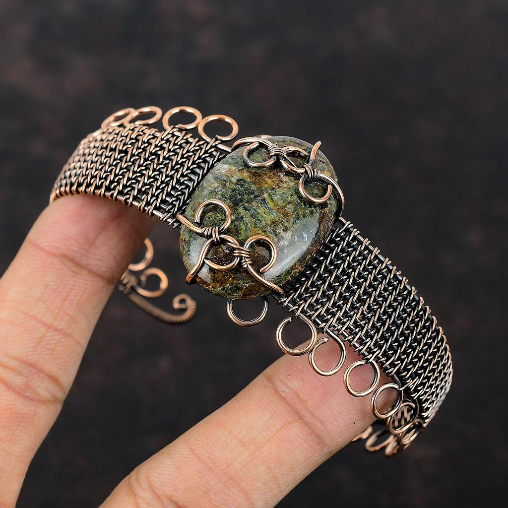 Спессартин гранат в известняке браслет-манжета медная проволока обернутый драгоценный камень браслет ручной работы регулируемый браслет-манжета медные украшения для подарка