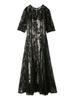Комбинированное кружевное платье-клёш FWFO241507 BLK [Frey ID] Женское