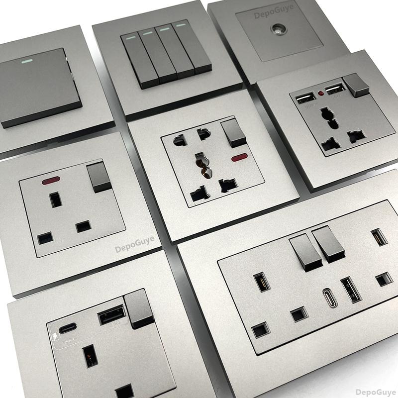 Universal 18W Type-C Quick charge Double Power Outlet,220V Electrical Wall Light 2way Switch UK 13A Wall Double USB Plug Socket